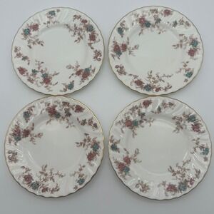4 Minton Ancestral S-376 Bread Butter Plates Bone China Floral Gold Trim